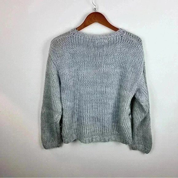 Women's hand-knit Sz.L Striped Sweater with beads Cottagecore 90s/Y2K - Picture 5 of 5